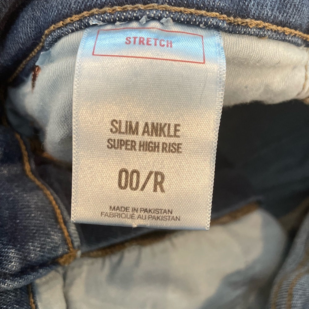 Express Stretch Slim Ankle Super High Rise Ripped Knee Jeans 00R - Picture 5 of 8